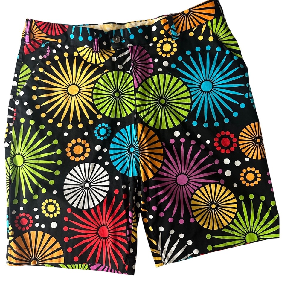 Loudmouth Mens Golf Shorts Size 36 Multicolor Sunburst Geometric Psychedelic LM - Picture 1 of 8